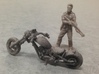 Harley Motorcycle Chopper 28mm miniature 3d printed White Strong & Flexible Polished (there is a quick black wash painted on this pic)
