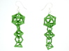 Platonic Progression Earrings - Bone 3d printed Earrings shown printed in green Strong and Flexible, finished with silver-plated fishhook earwires