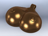 Breasts-shaped keychain/pendant 3d printed 3D render bronze