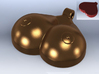 Breasts-shaped keychain/pendant 3d printed 3D render bronze (front) red plastic (back)