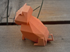 Folded Sculpture Dogs, Pugs 3d printed Strong flexible plastic in orange, overall view from rear