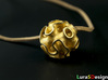 GYROID Sphere Pendant 3d printed Matte Gold Steel with 3mm cord