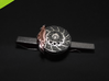 Race Brake tie bar, cufflinks, lapel pin 3d printed multiple materials: rhodium plated disk and rose gold plated caliper
