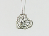 Heart Wireframe Pendant 3d printed Silver with little heart inside as well