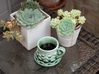 Succulent Mug 3d printed Gloss Oribe Green. Shown with matching saucer (sold separately)