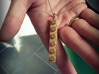 Lego-inspired Pendant Skinny 3d printed Shown here in Polished Gold Steel.