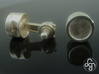 Piston Cufflinks 3d printed Close-up [Polished Silver]