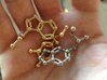 Dopamine Molecule Keychain 3d printed MDMA in stainless steel, serotonin in raw brass.