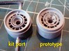 Ferrari F10, F150 Wheels 3d printed comparison between the original kit part and the printed front wheel