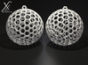 Polyhedron Cage Earring 3d printed White, cycle render.