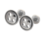 Button Cufflink Set 3d printed Silver Polished