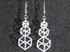 Outline Cube Earings 3d printed Hanging view