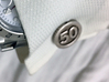 Cufflink 50 3d printed In action, stainless steel