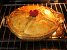 Pie Funnel in a heart shape 3d printed Gloss Red Porcelain - Pie baked in the oven