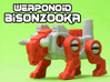 BisonZooka Transforming Weaponoid Kit (5mm) 3d printed White strong and flexible print, hand painted.
