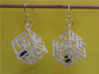 3D Maze Cube Earrings with Rolling Ball 3d printed 