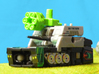6-Pack Shooter, 5mm 3d printed White strong and flexible gun, hand painted, shown in tank turret configuration.