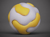 Gyroid Double Sphere 3d printed White Strong and Flexible and Yellow Strong And Flexible shown here for contrast