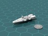 Colonial Battlecruiser 3d printed Render of the model, with a virtual quarter for scale.