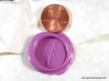 Quill Pen Wax Seal 3d printed Wax impression in Lavender sealing wax  (penny for scale)
