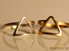 Dark Side Triangle Ring 3d printed L: Polished Silver R: Raw Bronze