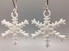 Powder Snowflake Earrings 3d printed Pair of "Powder" Snowflake Earrings in White Strong & Flexible Polished