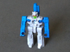 MicroSlinger "Squall" 3d printed Squall robot mode, front view. Painted with acrylics.