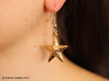 Stylised Sea Star Earring 3d printed Raw Brass earring - showing hook with ring (not sold with product)