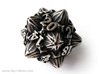 Floral Dice – D20 Gaming die 3d printed Stainless steel 'inked' in black