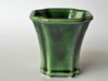 Scalloped Bonsai-Style Shot Glass 3d printed Shown in Oribe Green glaze