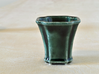 Scalloped Bonsai-Style Shot Glass 3d printed Shown in Oribe Green glaze