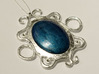 Oval stone pendant 3d printed Additional leaf silver, crystals, and stone painted with nailpolish