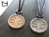 Tree of Life Pendant 3d printed Raw Bronze & Polished Nickel Steel