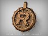 Steampunk Monogram Pendant "R" 3d printed ZBrush Rendering approximating a bronze finish. Actual Bronze finish may look a bit different.