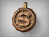 Steampunk Monogram Pendant "S" 3d printed ZBrush Rendering approximating a bronze finish. Actual Bronze finish may look a bit different.
