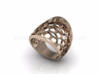 Domed Geometric Lattice Pattern Ring 3d printed Rose Gold