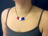 bX Necklace (2x2) 3d printed Polished Strong & Flexible Plastic: Hot Pink + White + Royal Blue (sold separatelly, string not included)