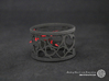 Set of 2 large napkin rings with Hearts 3d printed The photo shows a print made of black strong and flexible incl. red lacing.