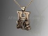 Scroll Letter H – Initial Letter Pendant 3d printed H Scroll Rose Gold
