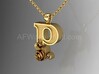 Scroll Letter P – Initial Letter Pendant 3d printed Scroll Letter P - Gold