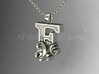 Scroll Letter F – Initial Letter Pendant 3d printed Scroll Letter F - Silver