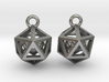 Polyhedron earrings with interlocked heart 3d printed 