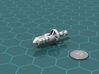 ISN Supply Ship 3d printed Render of the model, with a virtual quarter for scale.