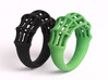 black parametric ring statement jewelry, wide ring 3d printed parametrical ring in black and green