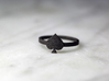 Spade Charm Ring, Matte Black Steel 3d printed 
