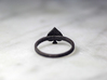 Spade Charm Ring, Matte Black Steel 3d printed 
