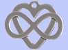 Infinity Heart Pendant  3d printed Render in Silver