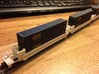 Twin Stack Container cars Z scale 3d printed four units connected together using two MTL rolling bearing trucks and three with out couplers