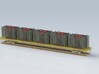 HO 1/87 Automobile Chassis stack for Flatcar or Au 3d printed CAD render with fully loaded 89' flatcar.