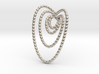 Hearts beads pendant necklace 3d printed pendant necklace in rhodium plated brass